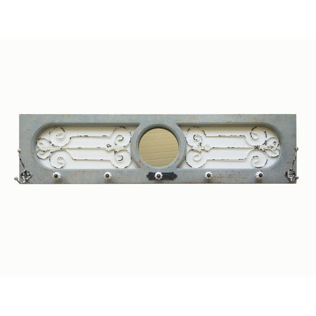 V637-WF-AHF200673-202508260440-00 Wooden Wall Mirror w Hooks 120cm - Image 1