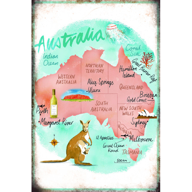 V637-WF-AUSTRALIAMAP-202508260510-00 Australia Map Wall Art 20x30cm - Image 1
