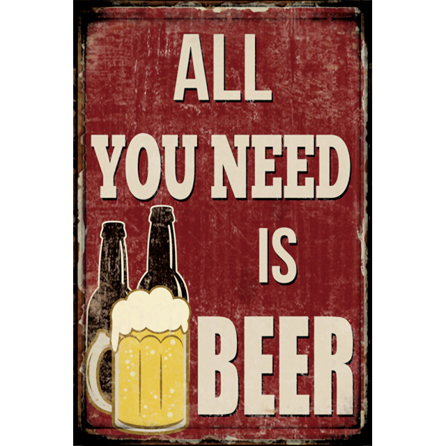 V637-WF-BEER-202508260515-00 All You Need Is Beer Wall Art 20x30cm - Image 1