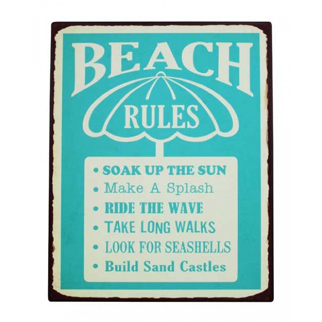 V637-WF-TI-016-202508260635-00 Beach Rules Wall Art 40cm - Image 1