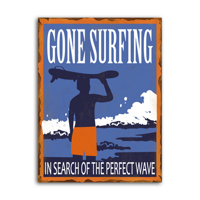 V637-WF-TI-024-202508260635-00 Gone Surfing Wall Art 40cm - Image 1