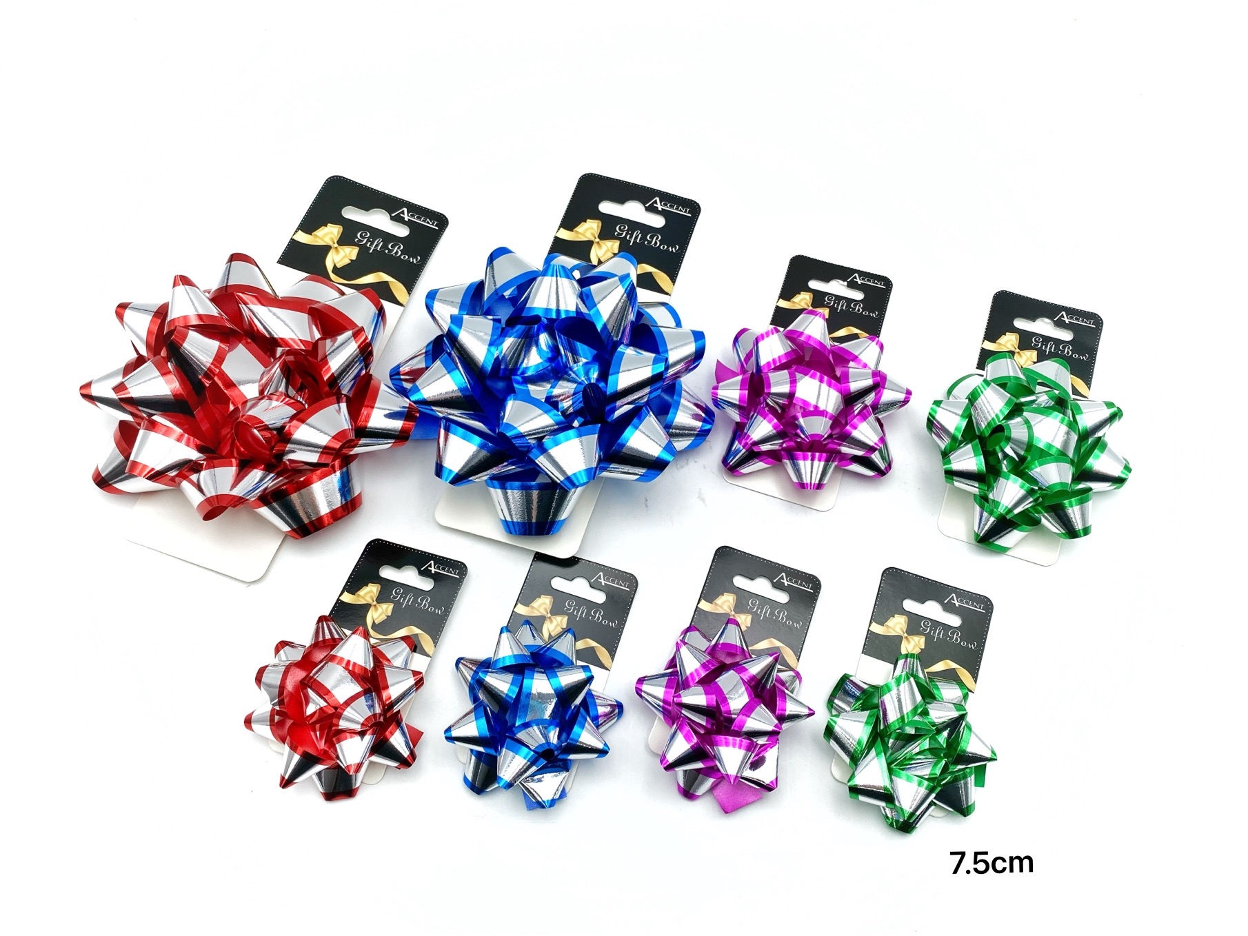 V637-WRP31738-202508260740-00 bulk 24 2 Tone Gift Bow 7.5cm Assort Cols - Image 1
