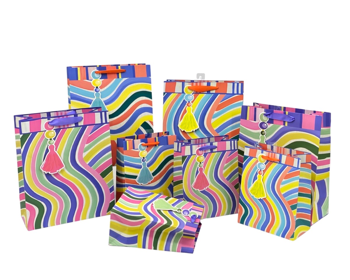 V637-WRP32656-202508260740-00 bulk 24 Xlarge Gift Bag Colourful Wave Assort 42cm - Image 1