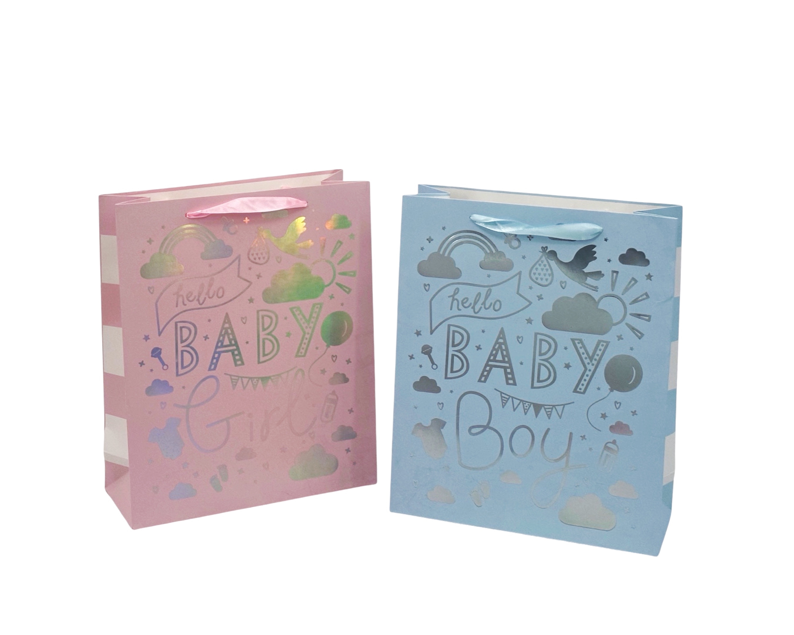 V637-WRP35009-202508260745-00 bulk 24 Medium Foiled Baby Gift Bag Assort 23cm - Image 1