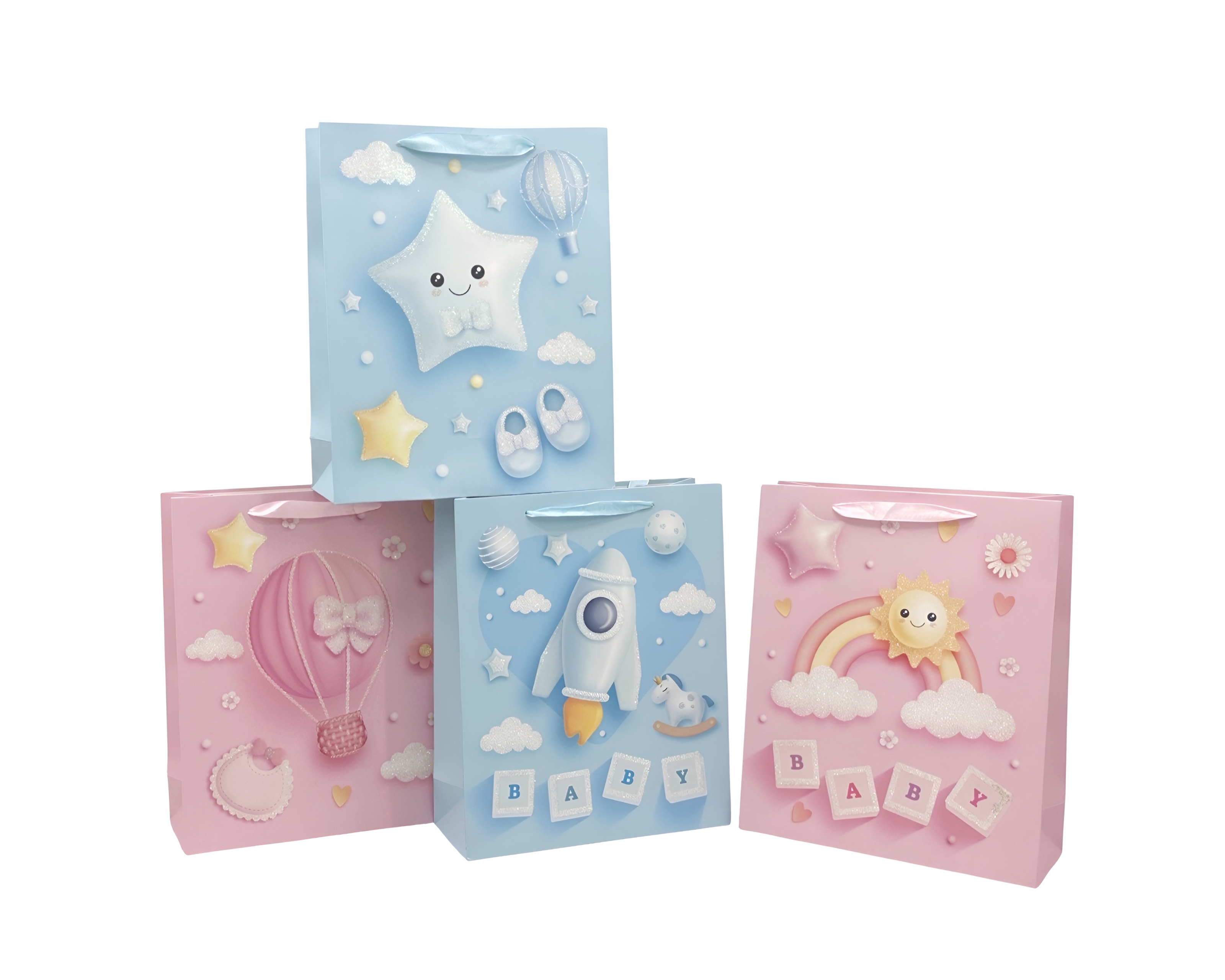 V637-WRP35282-202508260753-00 bulk 24 Large Sweet Dream Baby Gift Bag 4 Assorted 26x32cm - Image 1