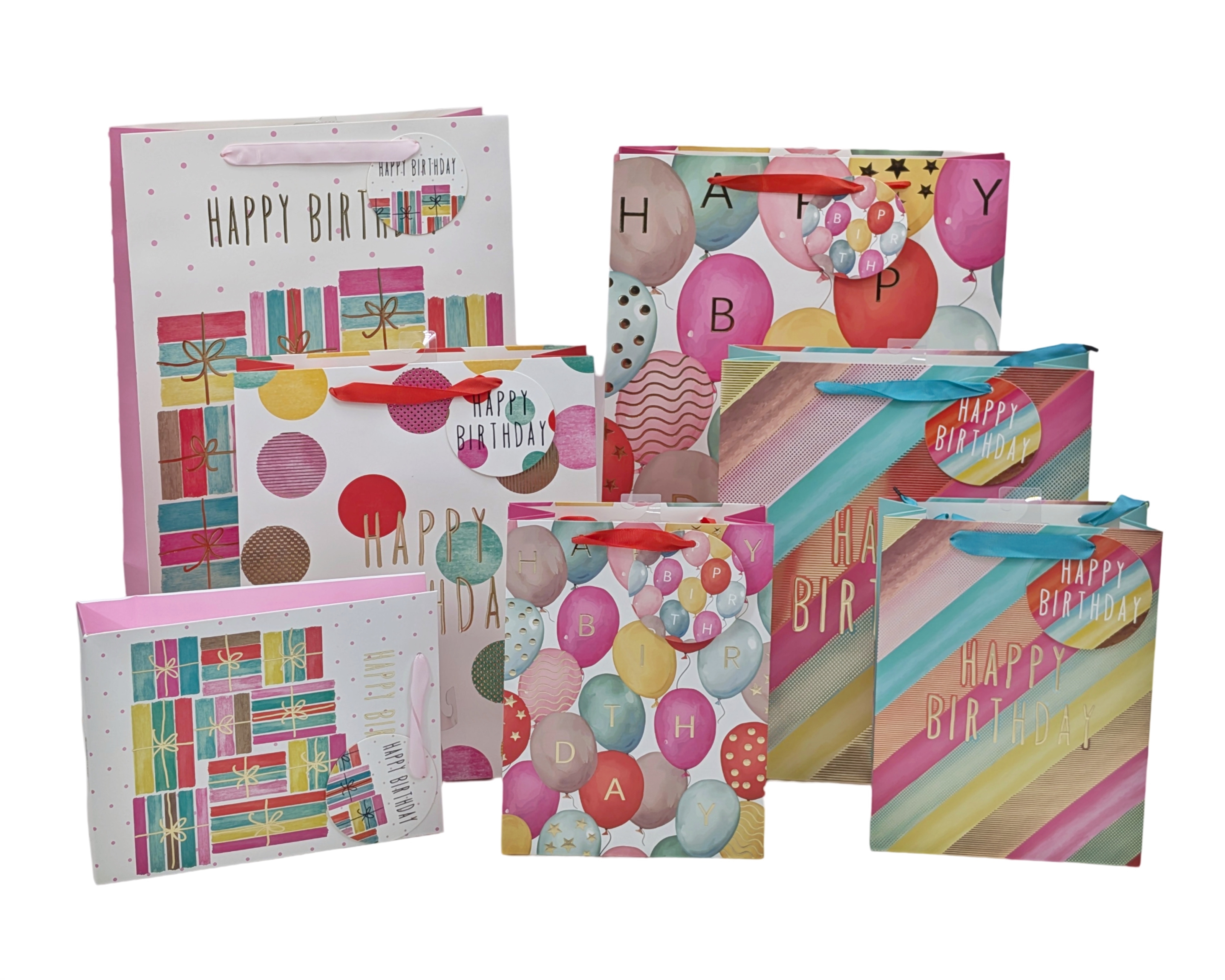 V637-WRP35988-202508260811-00 bulk 24 Medium Birthday Gift Bag Assort 23cm - Image 1