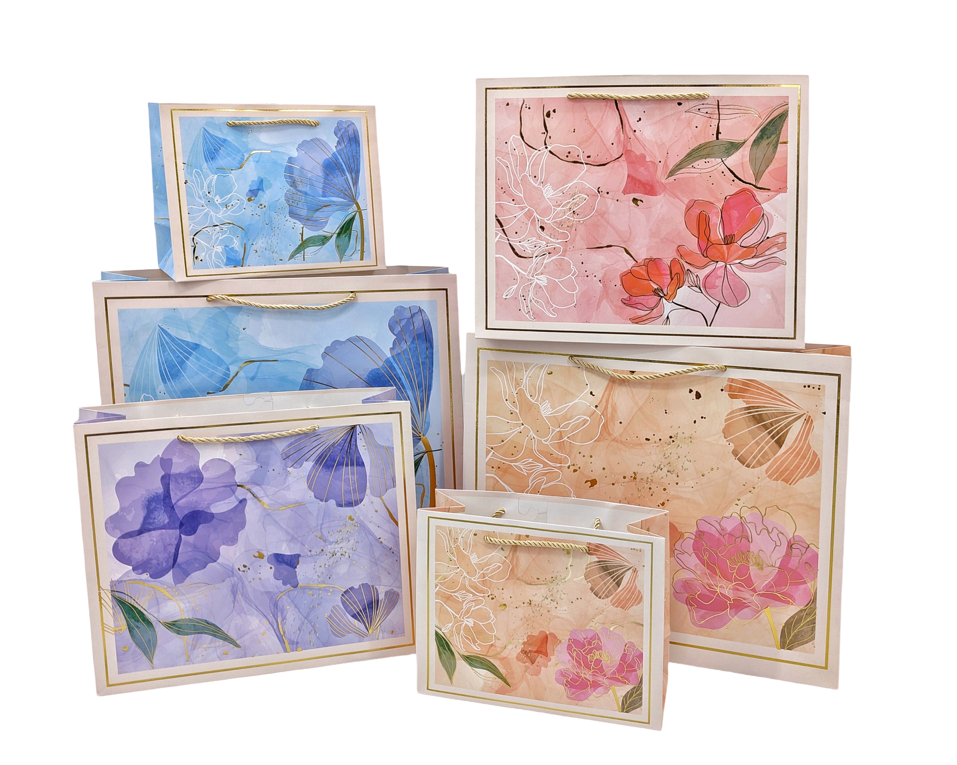 V637-WRP36872-202508260805-00 bulk 24 Xlarge Landscape Floral Gift Bag Assorted 38cm - Image 1
