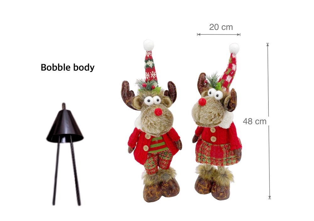 V637-XMS31027-202508260825-00 bulk 8 Mr & Mrs Rudolph Bobble Body Standing Deer Assort 48cm - Image 1