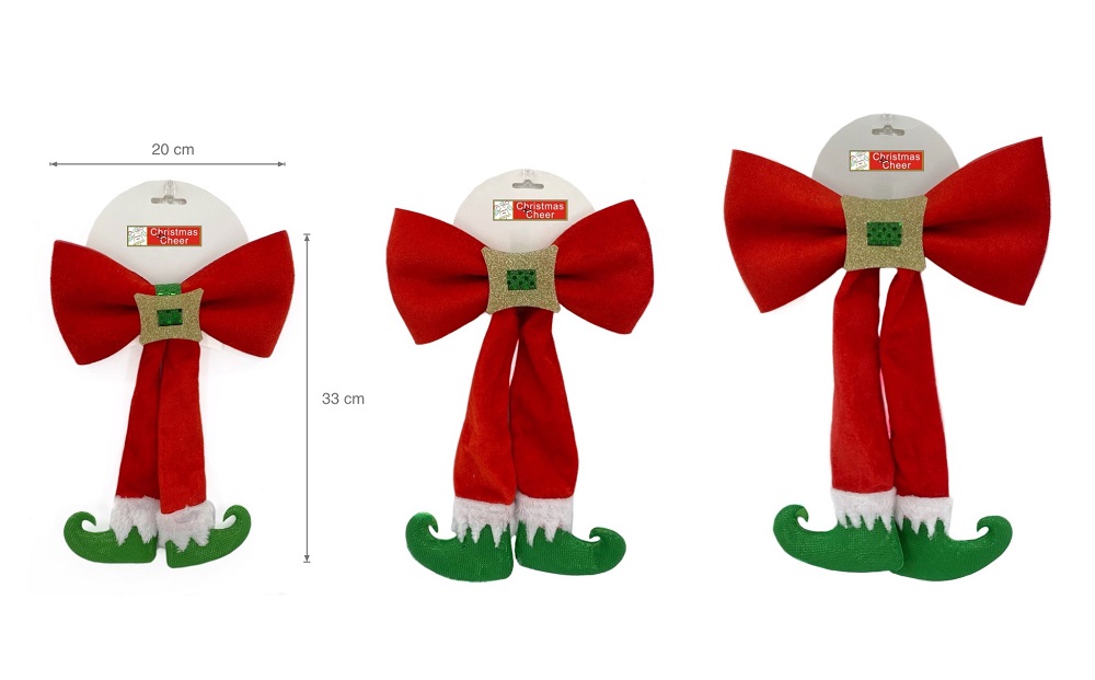 V637-XMS31656-202508260835-00 bulk 24 Xmas Elf Gift Bow 33cm - Image 1