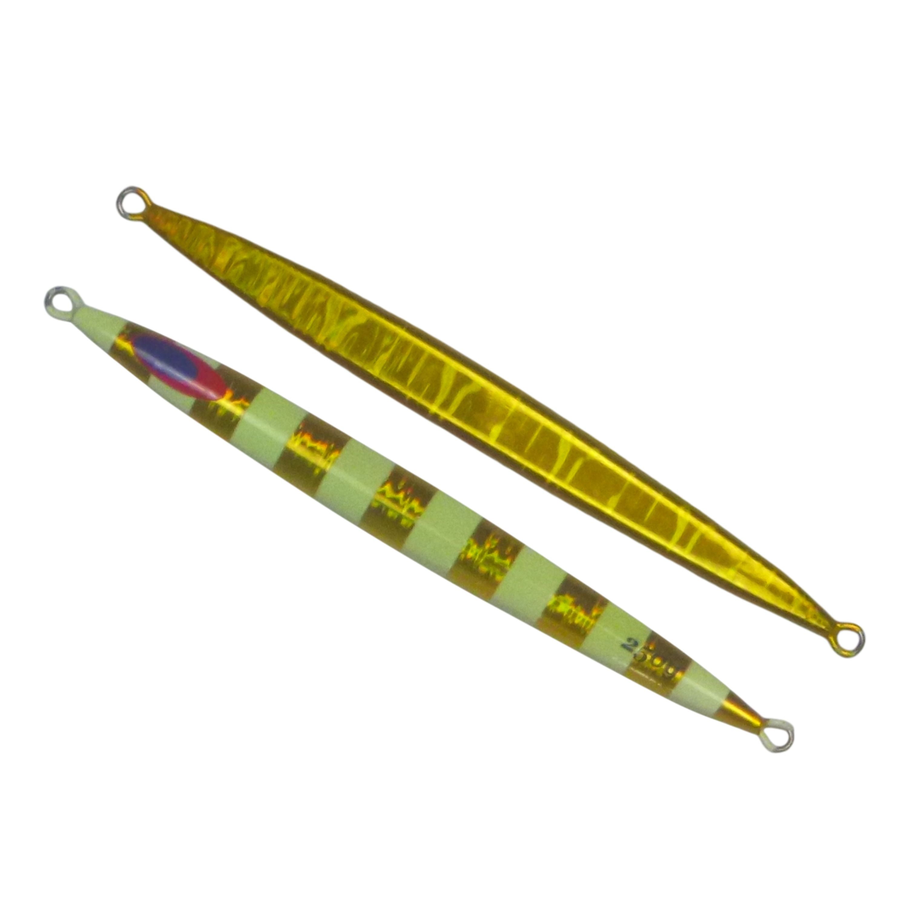 V658-93MC000683013-202507311108-00 Finesse Lumo Fastdrop Jig, 250gm, Gold Stripe, Qty 2 - Image 1