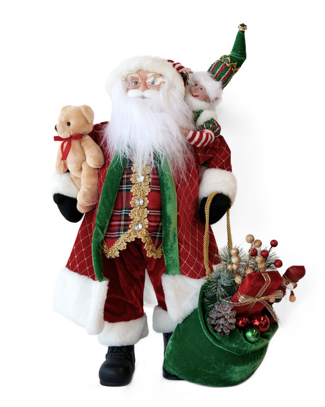 V758-X3538-202509090854-00 LUXURY SANTA WITH BEAR & ELF 61CM - Image 1