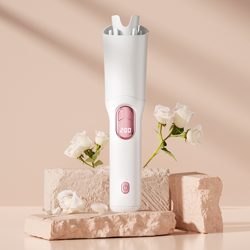 V888-ELOSUNG32837-202507071010-00 White Portable Cordless Hair Curler - USB-C Rechargeable Automatic Hair Waver with Ceramic Barrel & Anti-Scald Design - Image 1