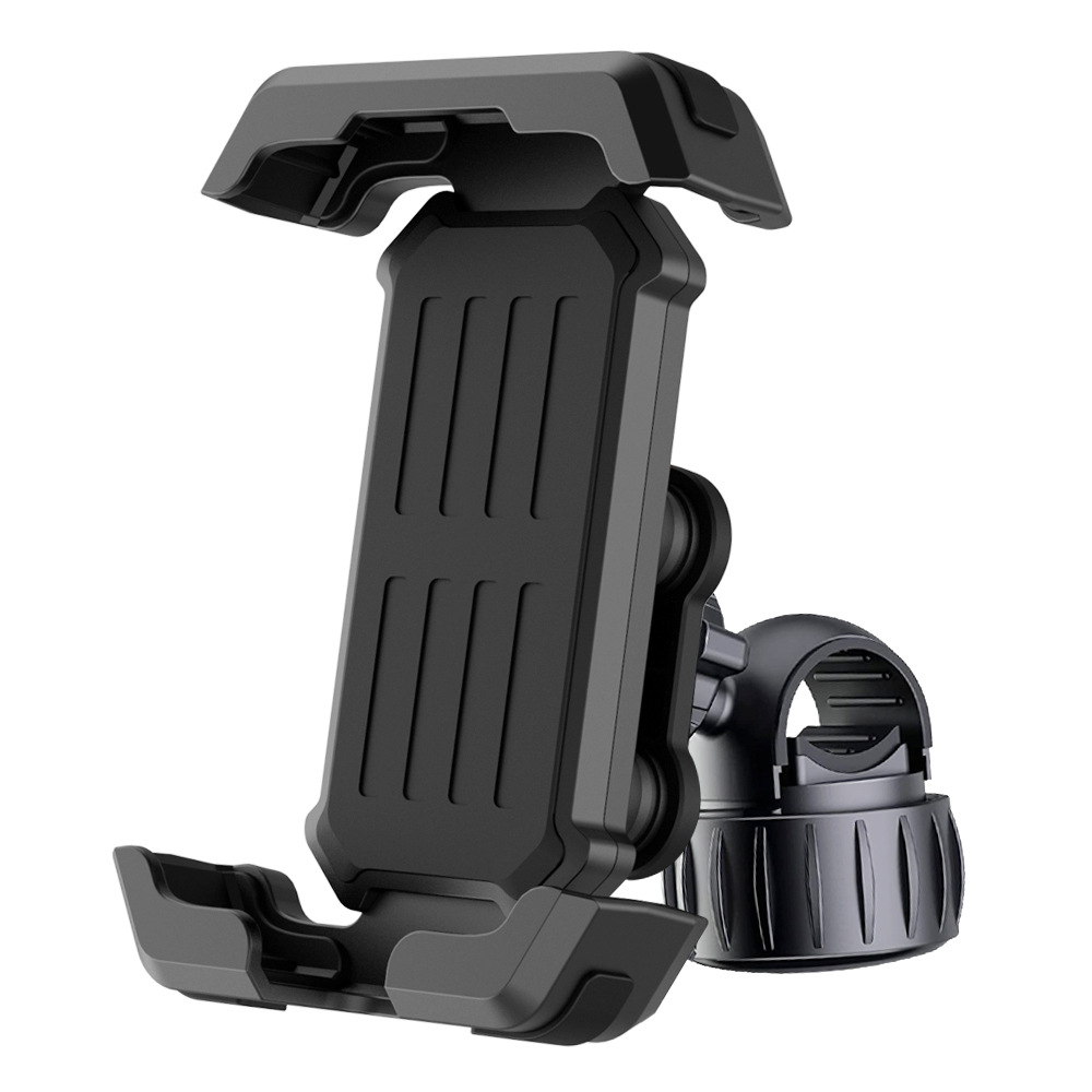 V888-ELOSUNG32967-202507180930-00 Black Heavy Duty Bike Phone Mount - Anti-Shake Motorcycle Holder with Secure Lock, 360 Rotation Cradle for All-Terrain Cycling - Image 1