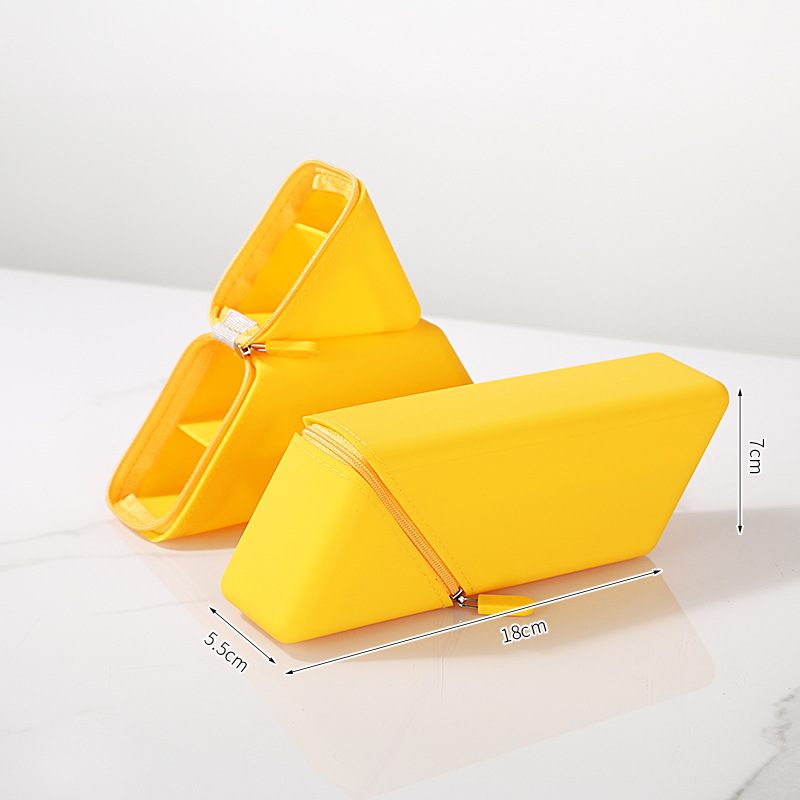 V888-ELOSUNG32994-202507180920-00 Yellow Transforming Silicone Pencil Case - Stand-Up Pen Holder & Stationery Organizer - Image 1