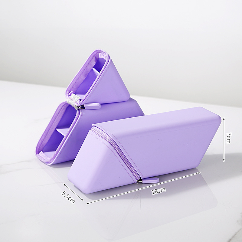 V888-ELOSUNG32996-202507180920-00 Purple Transforming Silicone Pencil Case - Stand-Up Pen Holder & Stationery Organizer - Image 1