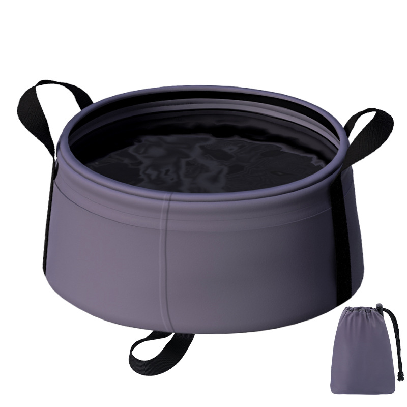 V888-ELOSUNG33741-202507301022-00 2PCS Purple 8.5L Portable Folding Water Basin - Collapsible Bucket with Carry Bag for Camping & Travel - Image 1