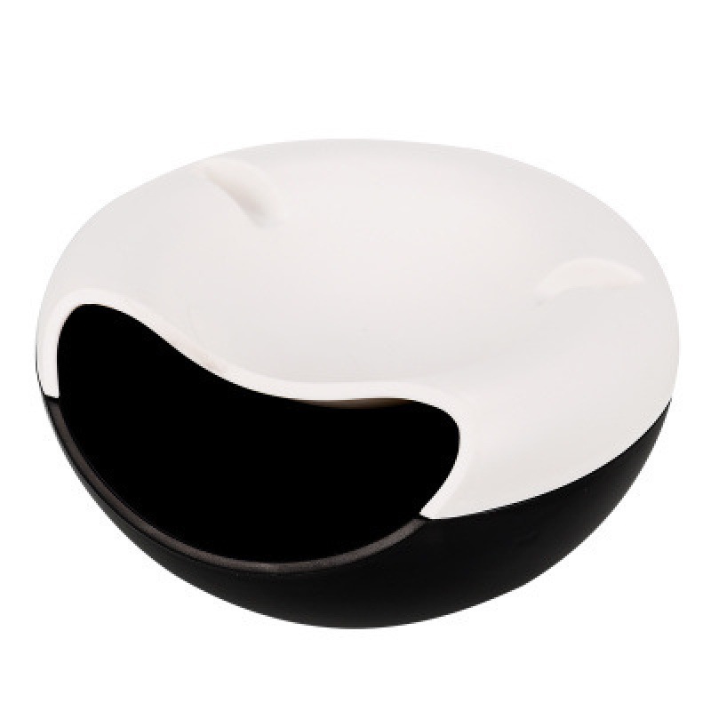 V888-ELOSUNG33982-202509240940-00 Black-white Creative Lazy Snack Bowl with Phone Holder - Dual-Layer Dish for Nuts & Seeds - Image 1