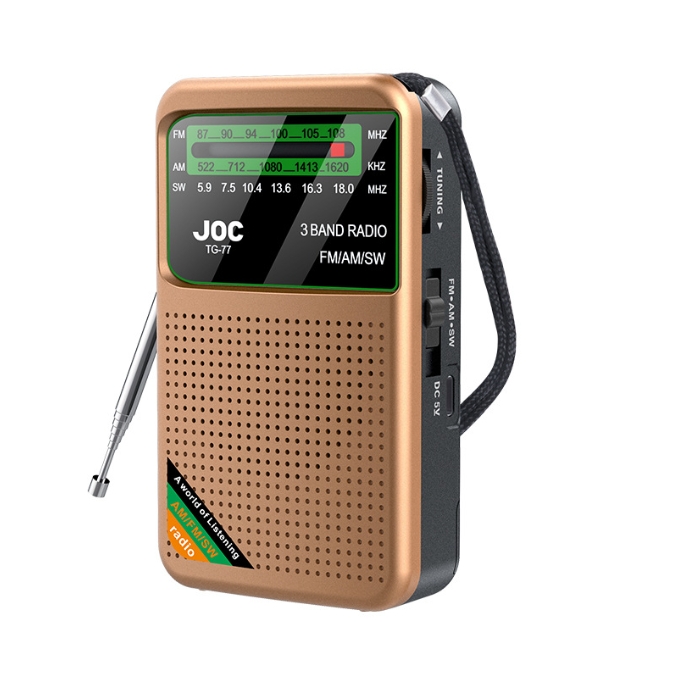 V888-ELOSUNG34418-202507151021-00 Golden JOC TG-77 Multi-Band Rechargeable Radio for Seniors - Automatic Channel Search, FM/AM/SW Bands - Image 1
