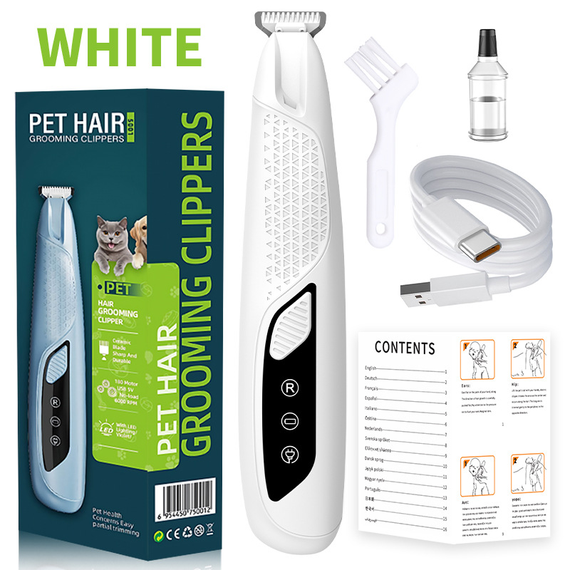 V888-ELOSUNG34570-202507301021-00 White Precision Pet Paw Trimmer - Waterproof & Rechargeable Grooming Clipper for Dog & Cat Paws, Eyes, and Ears - Image 1