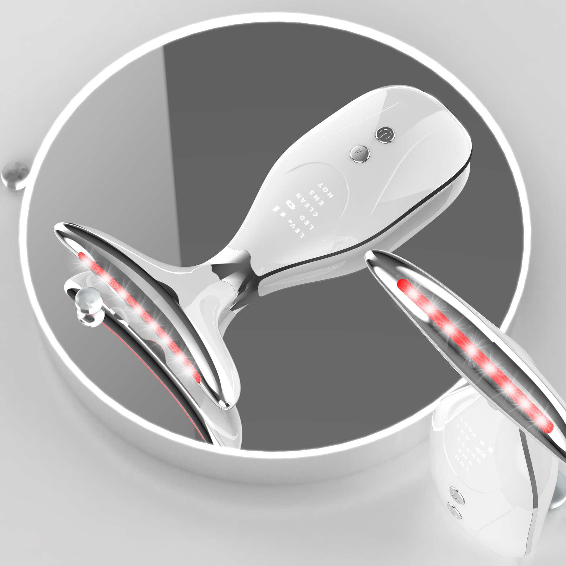 V888-ELOSUNG35656-202507110952-00 Multi-Function Facial & Neck Massager with LED Light Therapy, EMS & Warm Import - Rechargeable Skin Care Device(White) - Image 1