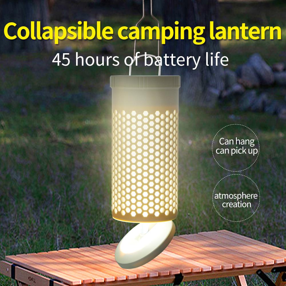 V888-ELOSUNG35689-202507151040-00 Collapsible LED Camping Lantern with 45-Hour Battery Life, USB-C Charging & Atmosphere Lighting(Khaki) - Image 1
