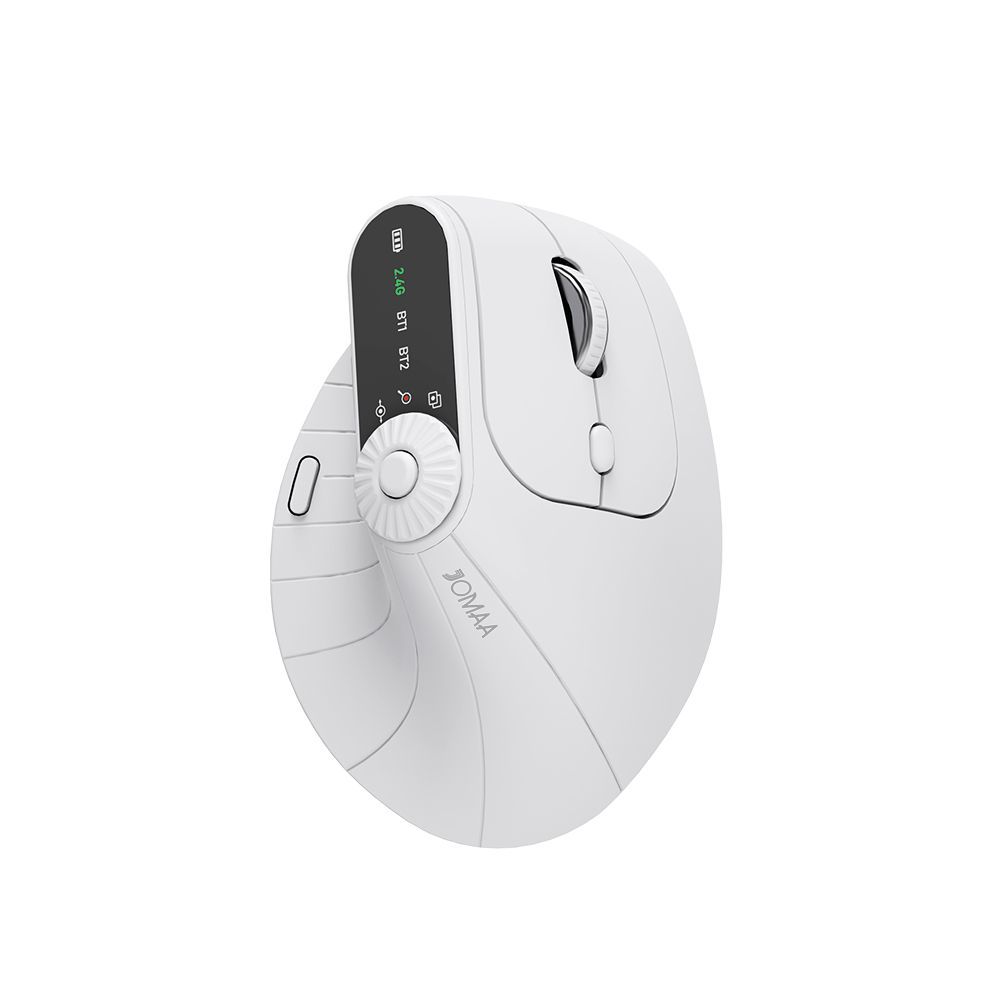 V888-ELOSUNG35690-202507151020-00 Ergonomic Vertical Mouse - 2.4G/Bluetooth Multi-Mode, LED Display, 57-Degree Angle, & 400mAh Battery(White) - Image 1
