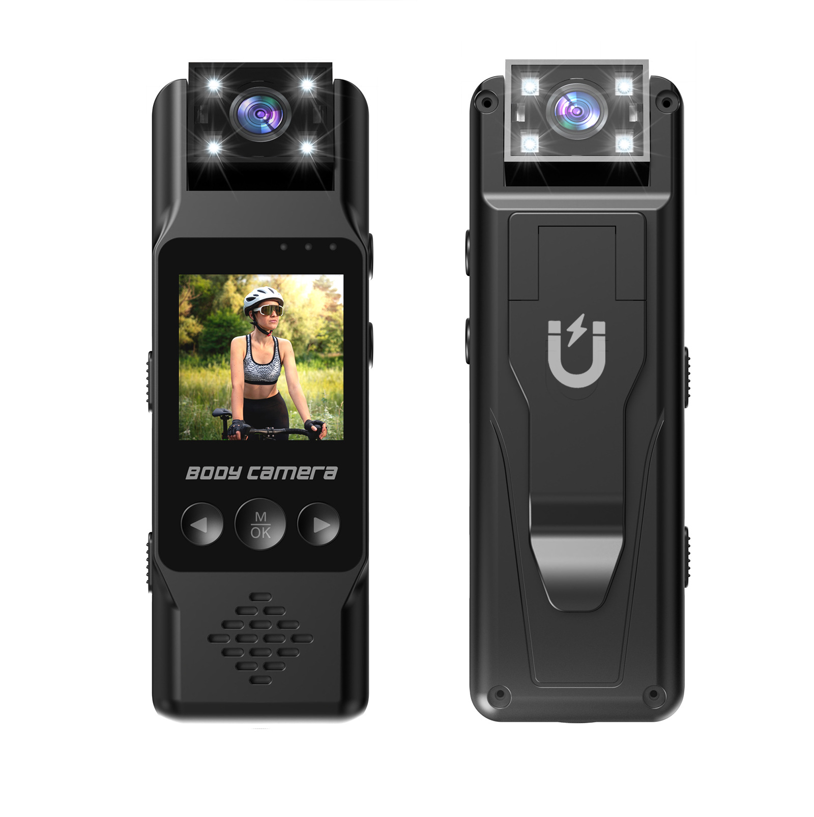 V888-ELOSUNG35715-202507180925-00 Mini Body Camera with 180 Rotatable Lens, Night Vision & Motion Detection - 1.3 Screen 1200mAh Battery(black+64G)" - Image 1