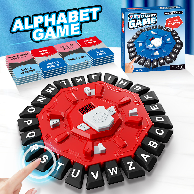 V888-ELOSUNG35831-202508041440-00 2pc Electronic Alphabet Categories Game - Fast-Paced Word Challenge for Family Fun(red) - Image 1