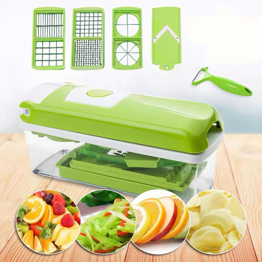 V888-ELOSUNG35837-202508071510-00 Multi-Functional Vegetable Chopper & Slicer Set - Dicer, Grater with Food Container & Peeler(green) - Image 1