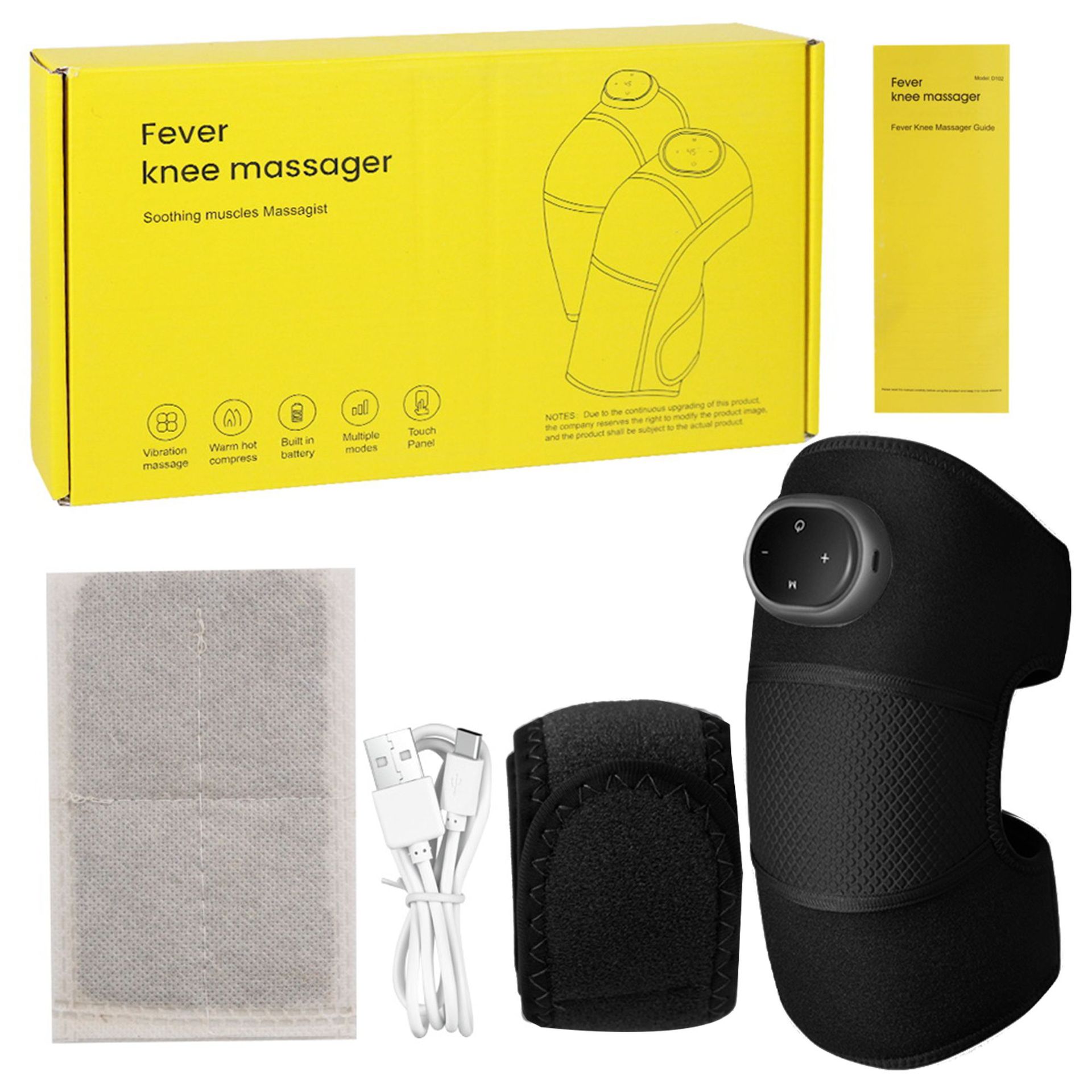 V888-ELOSUNG35844-202508111445-00 Rechargeable Heated Knee Massager Brace with Vibration & Adjustable Straps(Black) - Image 1