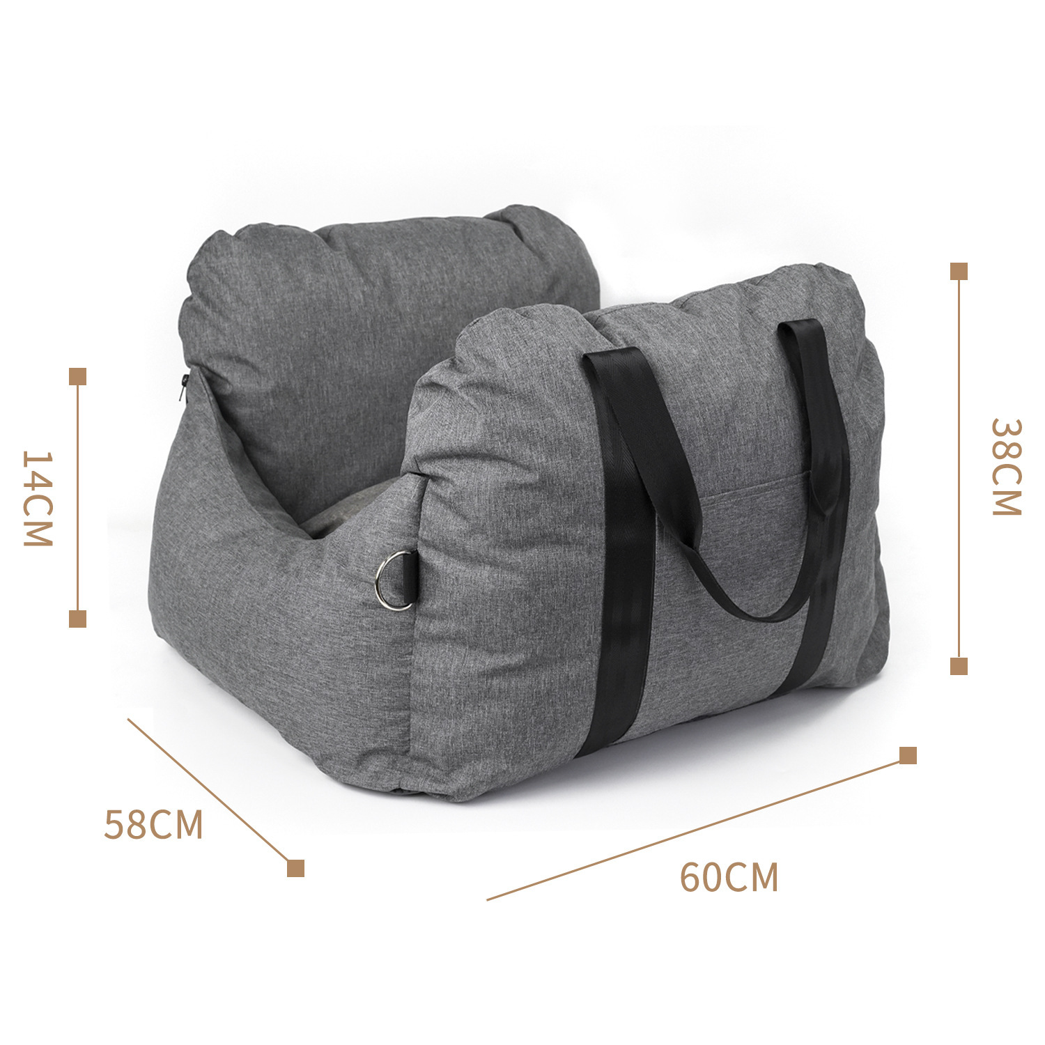 V888-ELOSUNG35873-202508121535-00 2-in-1 Pet Car Booster Seat & Travel Bed - Removable, Non-Slip, for Small Dogs & Cats(Grey) - Image 1