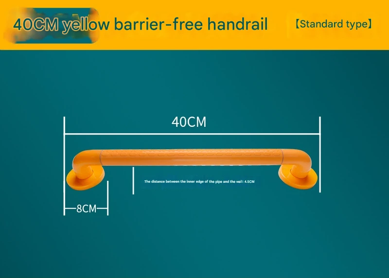 V888-ELOSUNG35928-202508280521-00 2pc Heavy-Duty Anti-Slip Safety Grab Bar with Luminous Rings - Stainless Steel Core Bathroom Handrail(yellow 40cm) - Image 1