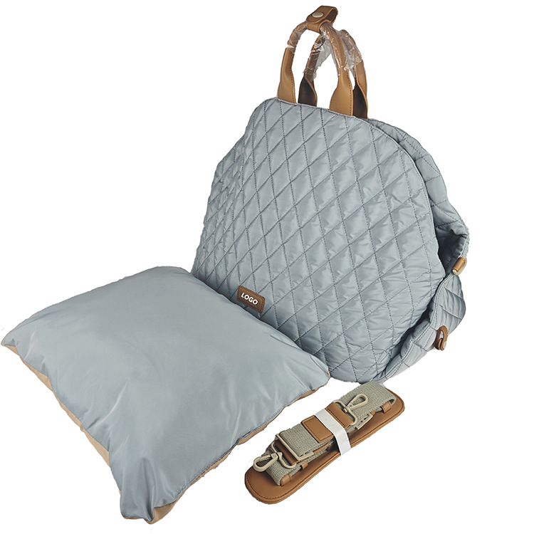 V888-ELOSUNG35947-202509011327-00 Luxury Quilted 2-in-1 Pet Travel Carrier & Car Booster Seat for Small Dogs(Blue-gray) - Image 1