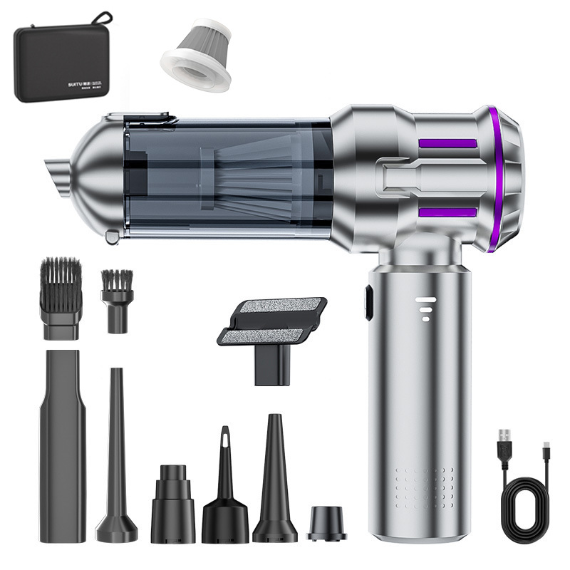 V888-ELOSUNG36037-202507221425-00 Silver and Purple 4-in-1 Cordless Handheld Vacuum Cleaner - Powerful 16KPa Suction with Brushless Motor, Blower & Air Pump - Image 1