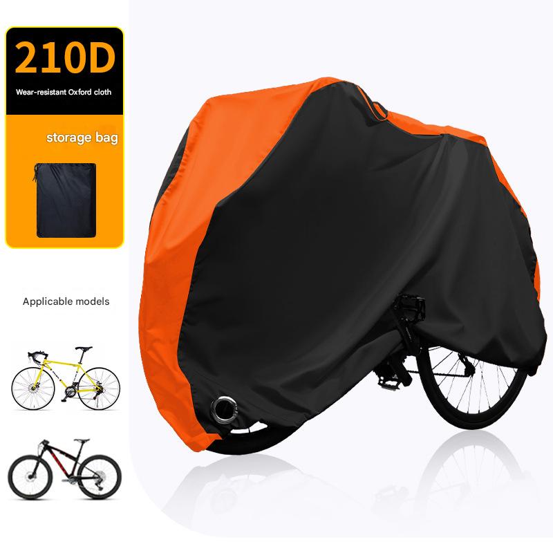 V888-ELOSUNG36078-202507281646-00 Size L Black And Orange All-Weather 210D Bicycle Cover - Waterproof & UV-Proof Outdoor Bike Protector with Lock Hole & Storage Bag - Image 1