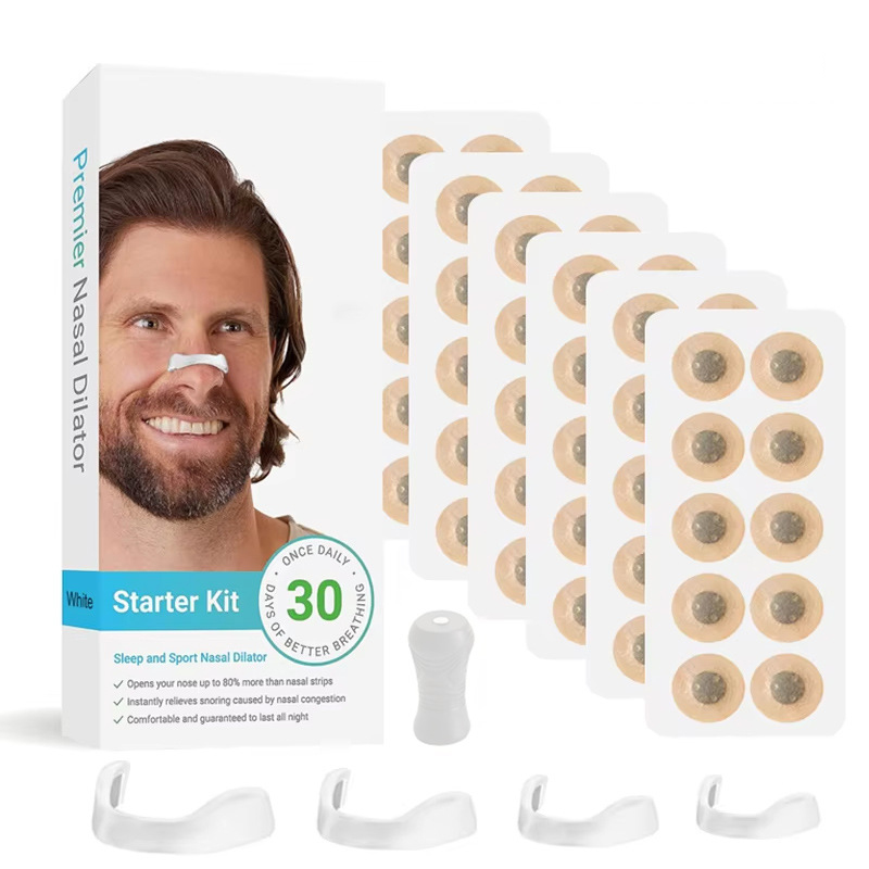 V888-ELOSUNG36185-202508071510-00 White Round Anti-snoring Patch Set (30 Pairs of patches) Magnetic Nasal Dilator Kit for Snoring Relief - Reusable Multi-Size Sleep & Sport Breathing Aid - Image 1