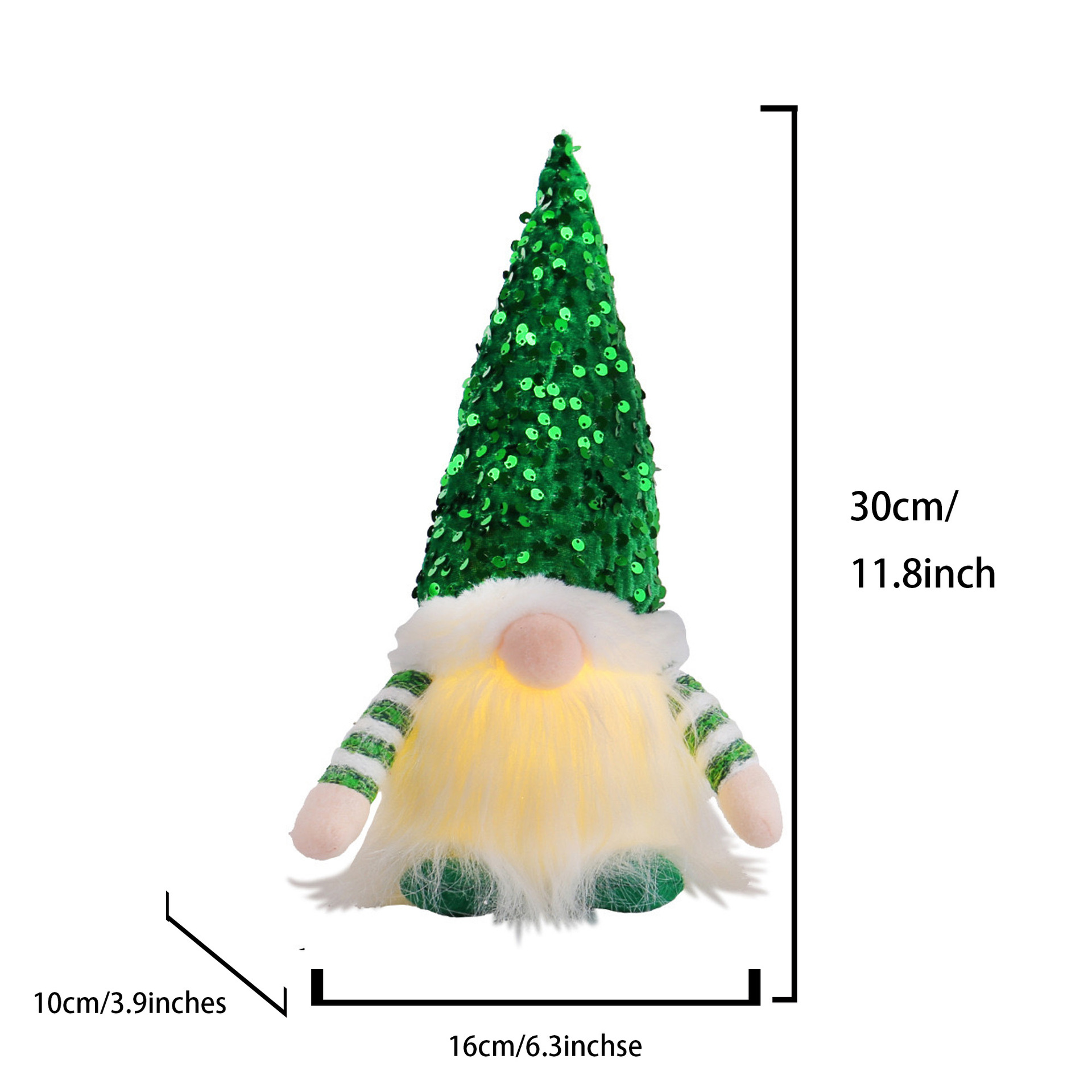 V888-ELOSUNG36201-202508111445-00 2 Pcs Green Charming Light-Up Christmas Gnome - Festive Nordic Plush Holiday Decoration - Image 1