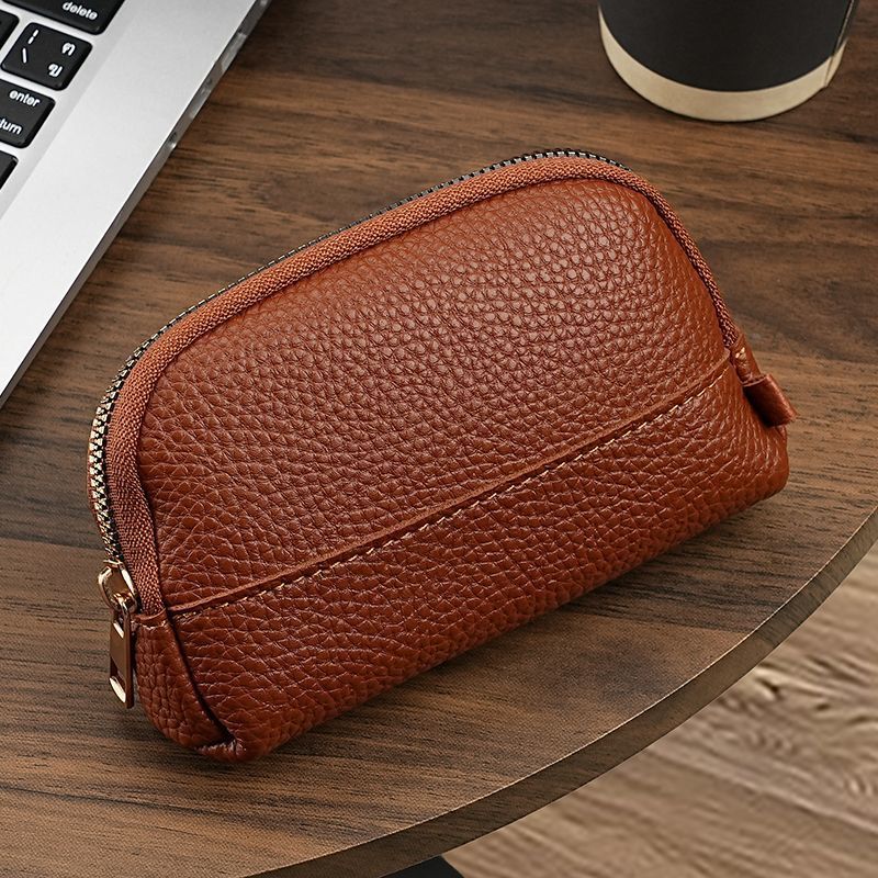 V888-ELOSUNG36329-202508191035-00 3 Pcs Brown Elegant Faux Leather Coin Purse - Mini Zipper Pouch & Compact Card Holder Wallet - Image 1