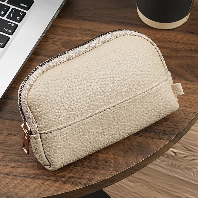 V888-ELOSUNG36331-202508191035-00 3 Pcs Beige Elegant Faux Leather Coin Purse - Mini Zipper Pouch & Compact Card Holder Wallet - Image 1