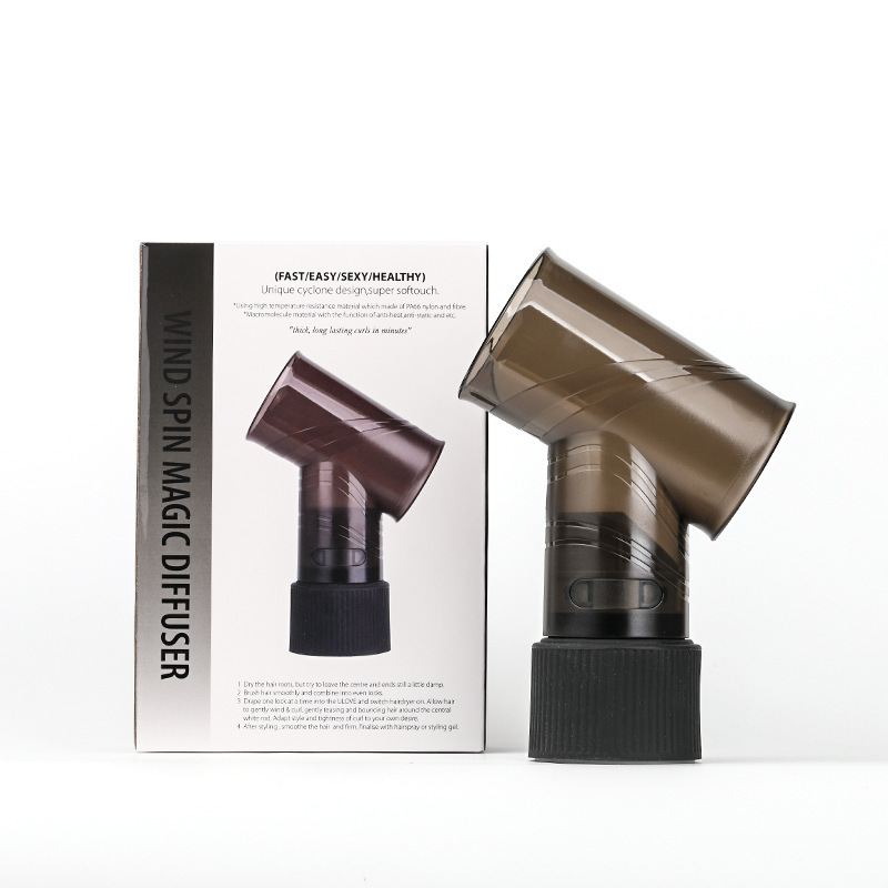 V888-ELOSUNG36344-202508300021-00 Black Wind Spin Hair Curler Diffuser - Universal Hair Dryer Attachment for Effortless Waves and Curls - Image 1