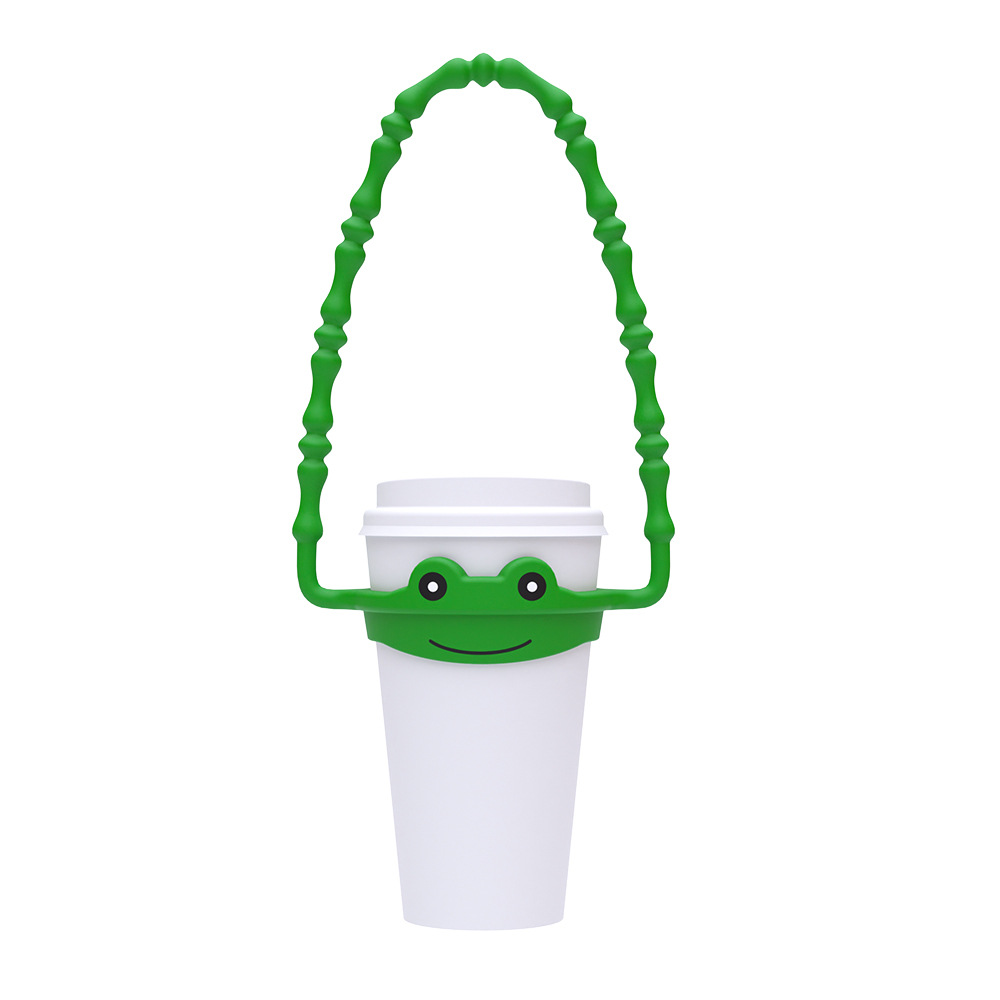 V888-ELOSUNG36349-202508300016-00 2 Pcs Green Frog Adorable Animal Silicone Cup Carrier - Portable Reusable Handle for Water Cup(cup not included) - Image 1