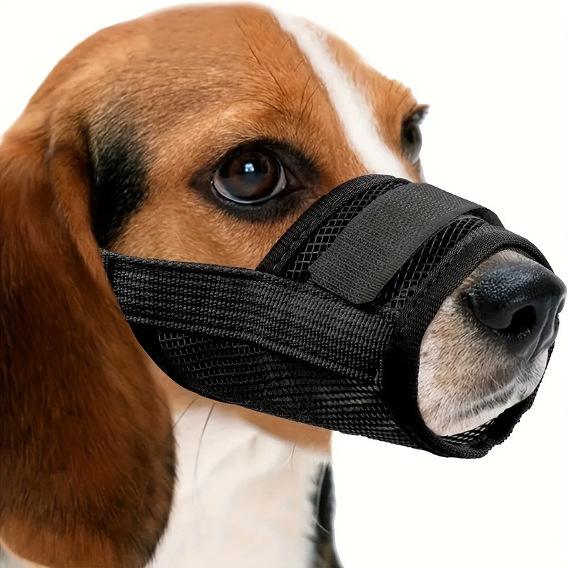 V888-ELOSUNG36407-202509050920-00 3 Pcs Size XL Black Breathable Mesh Dog Muzzle - Soft & Comfortable Guard to Prevent Biting, Allows Panting and Drinking - Image 1