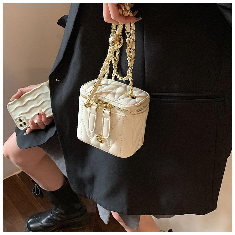 V888-ELOSUNG36413-202509050920-00 Beige Chic Quilted Mini Box Crossbody Bag - Luxury Style Chain Purse for Women - Image 1