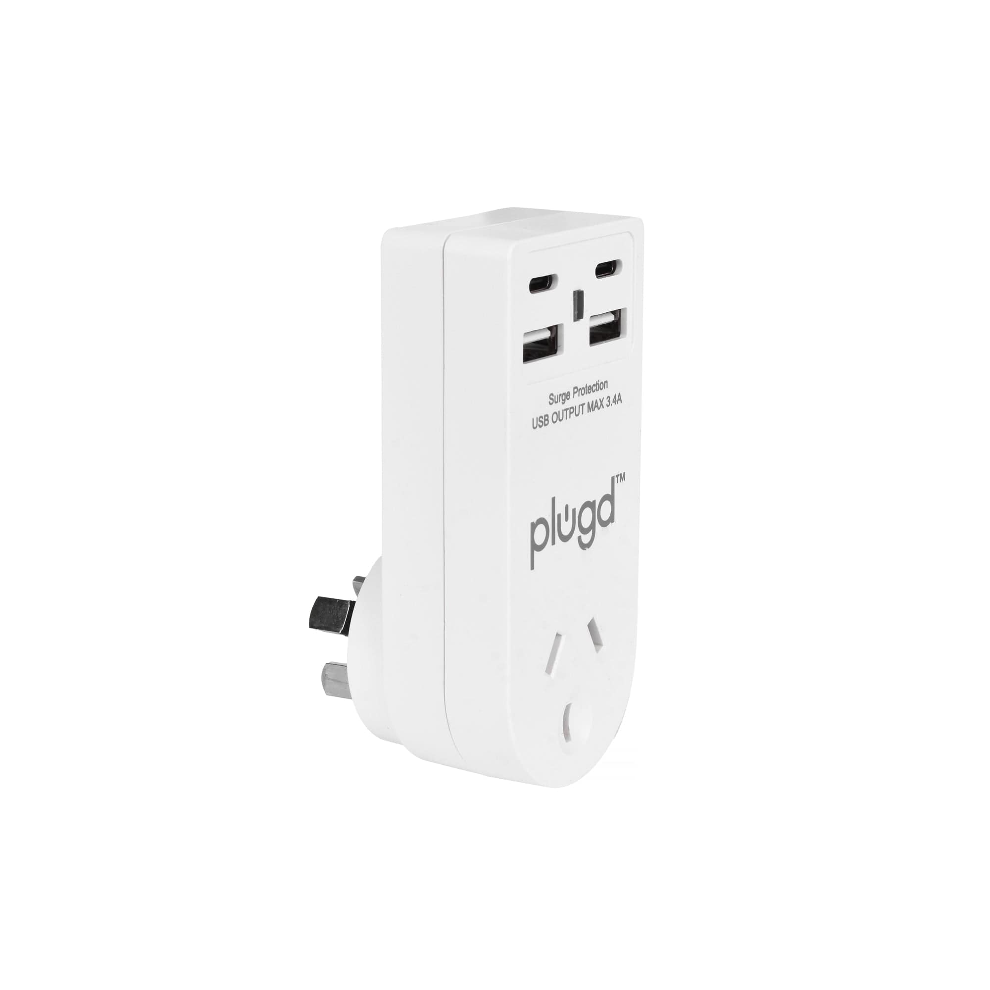 V915-EL0114-202509250841-00 2 USB-A and 2 USB-C Wall Charger with Surge Protection - Image 1