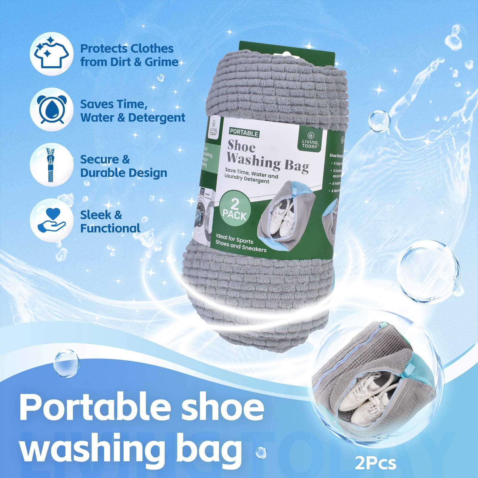 V915-HO0411-202509250854-00 2Pcs Portable Shoe Washing Bag - Image 1