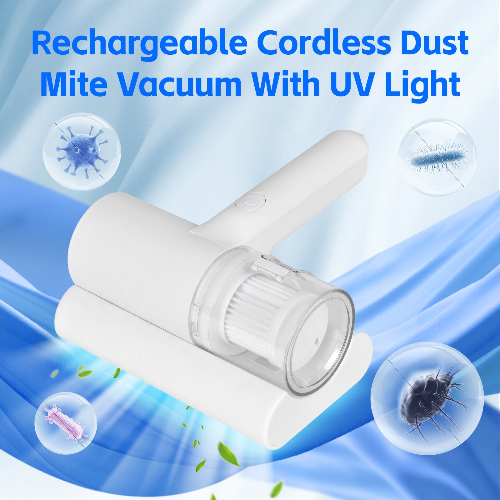 V915-RM0042-202509250915-00 UV‑C Cordless Dust Mite Vacuum Handheld Sanitizing Cleaner with 1200 mAh Battery - Image 1
