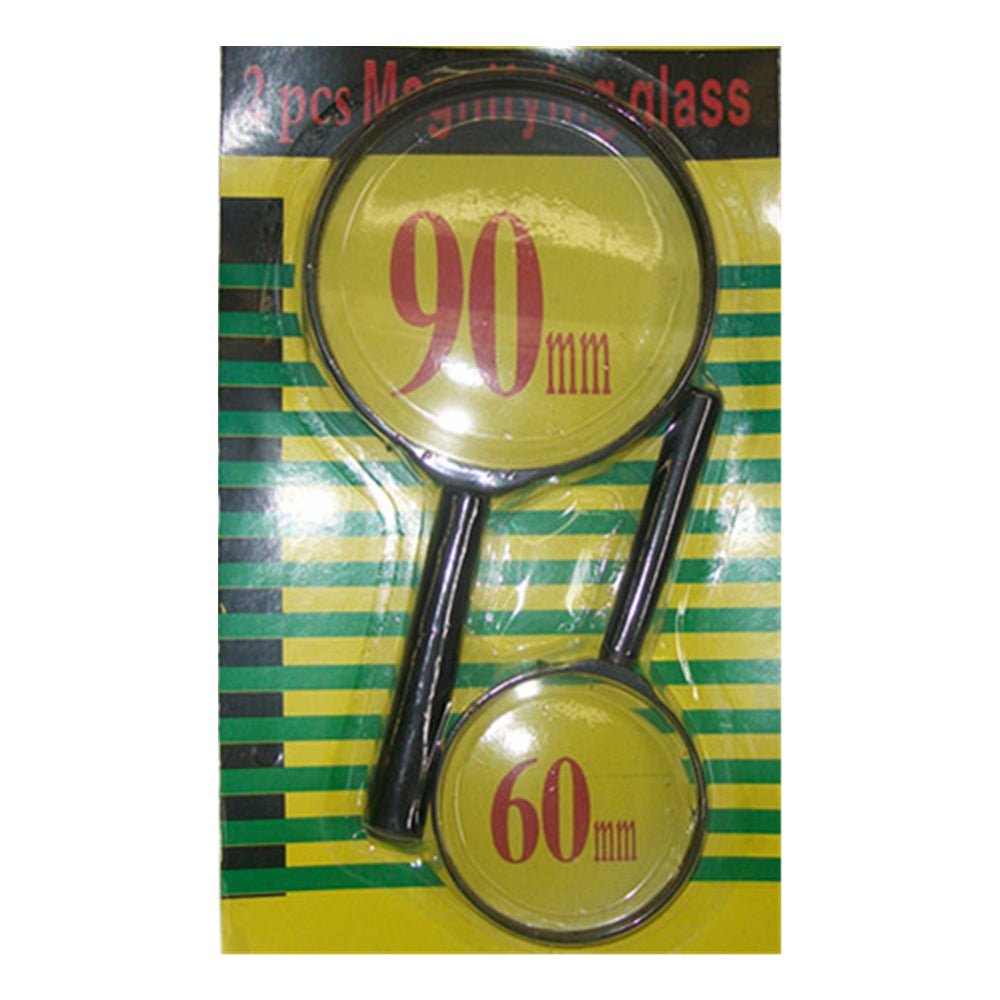 V922-AWD-C0314-MAGGLA2-202508251153-00 Pack of 2 Magnifying Glasses with Handle Magnifiers 90mm and 60mm Zooming Lens Reading - Image 1