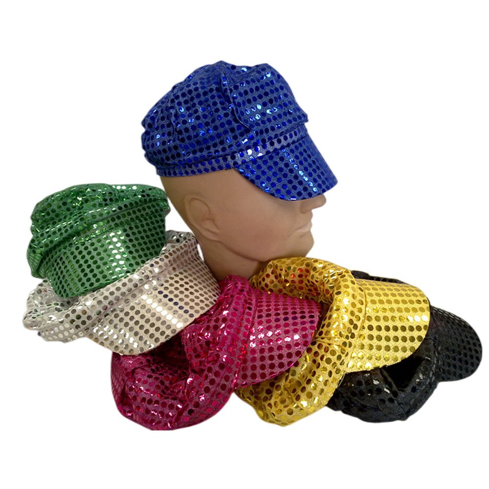 V922-AWD-C1721-CAPSEQ-BLACK-202508251130-00 Party Caps with sequins assorted colours - Black - Image 1