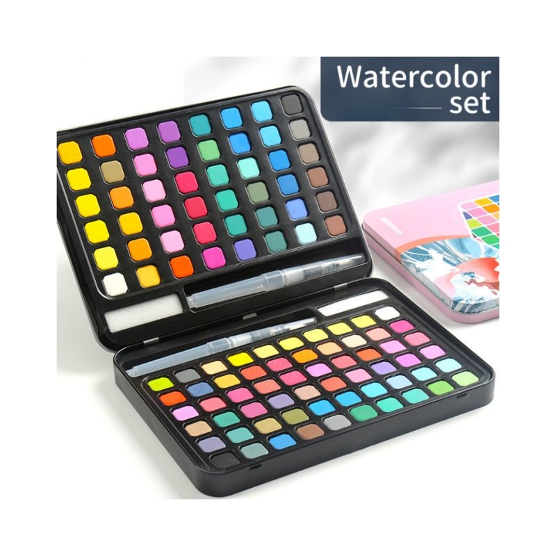 V922-AWD-D0911-PAISETMP-202508251145-00 Water paint colour set with brush metal case Portable 60 PCs Concentrated block - Pink - Image 1