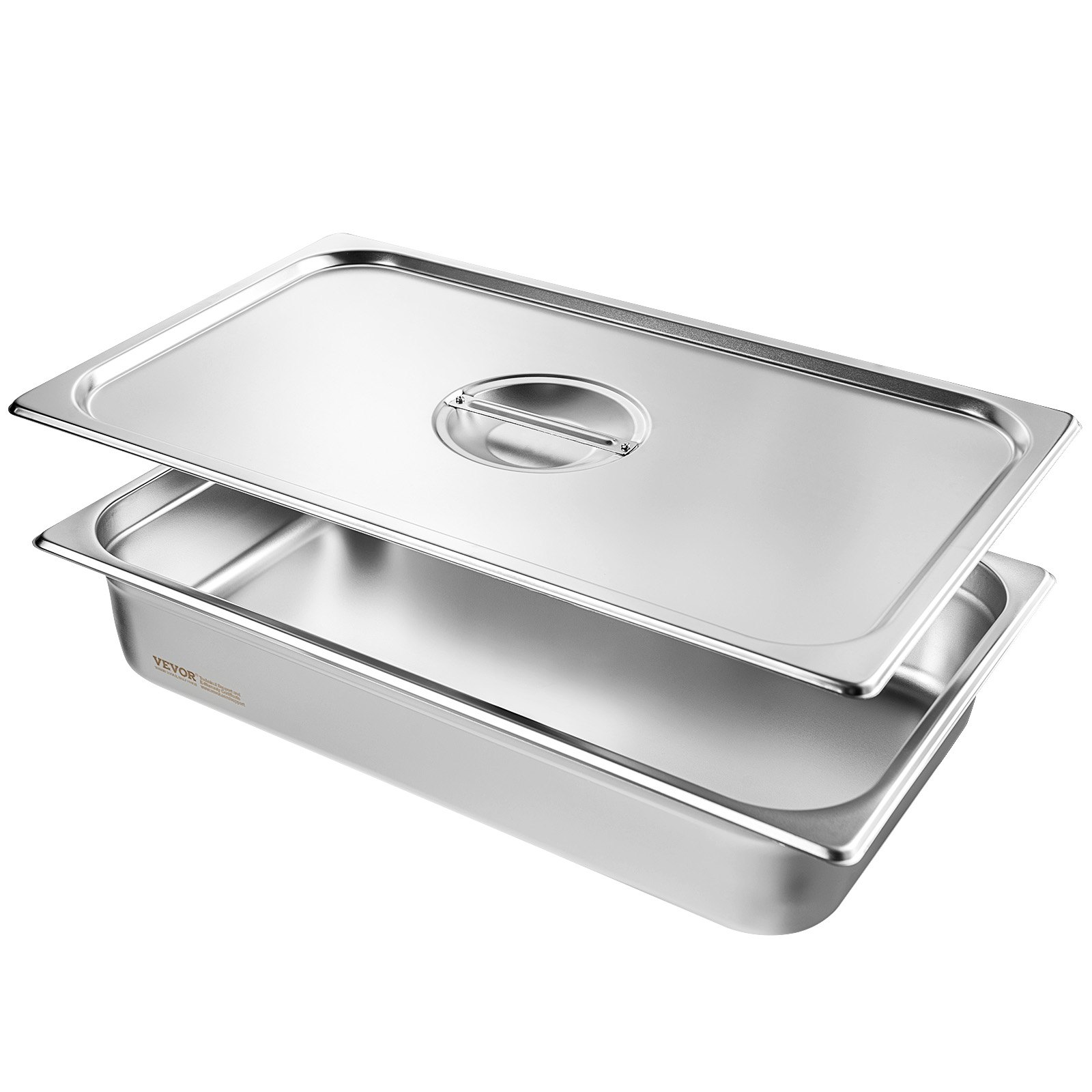 V952-11QCCPYG4YCSH7PULV0-202508011542-00 VEVOR 4 Pack Hotel Pans, Full Size Anti-Jam Steam Pan with Lid, 0.8mm Thick Stainless Steel Steam Table Pan, 4-Inch Deep Commercial Table Pan, Catering Storage Food Pan, for Industrial & Scientific - Image 1
